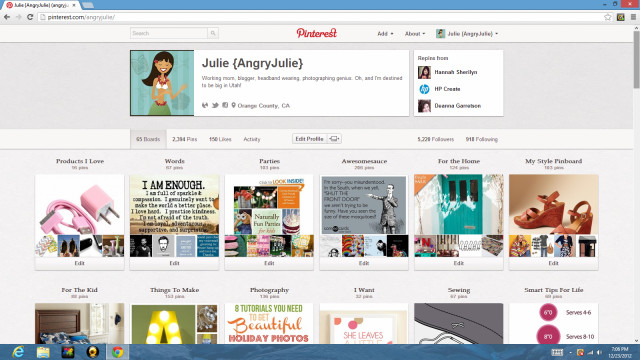 Pinterest Account Angry Julie